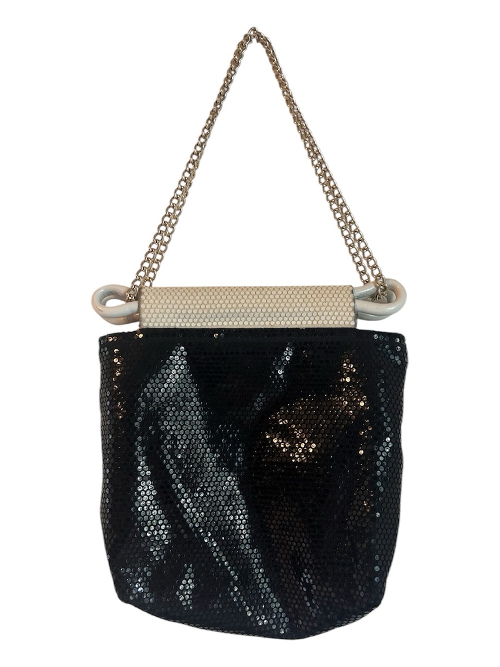 Vintage Black and White Reversible Sequin Chain Shoulder Bag